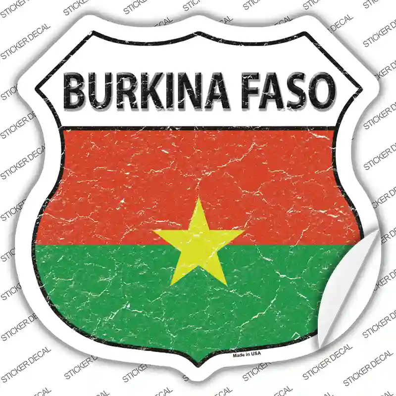 Burkina Faso Flag Novelty Highway Shield Sticker Decal