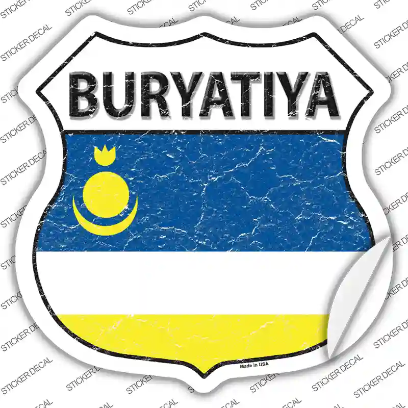 Buryatia Flag Novelty Highway Shield Sticker Decal