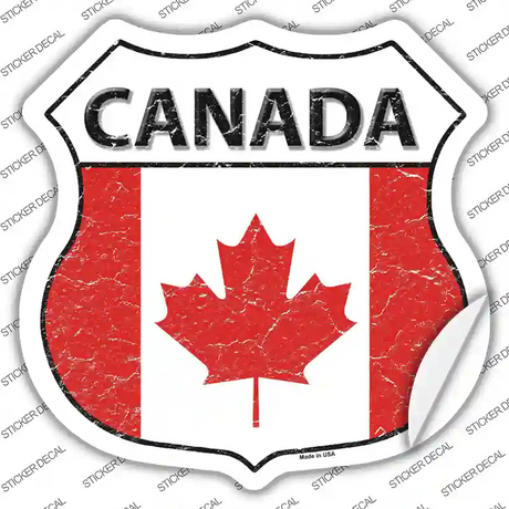 Canada Flag Novelty Highway Shield Sticker Decal