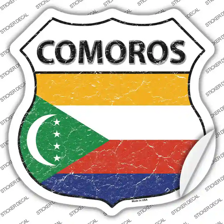 Comoros Flag Novelty Highway Shield Sticker Decal