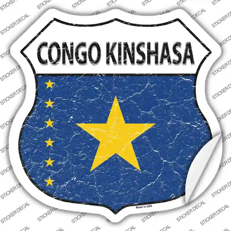 Congo Kinshasa Flag Novelty Highway Shield Sticker Decal