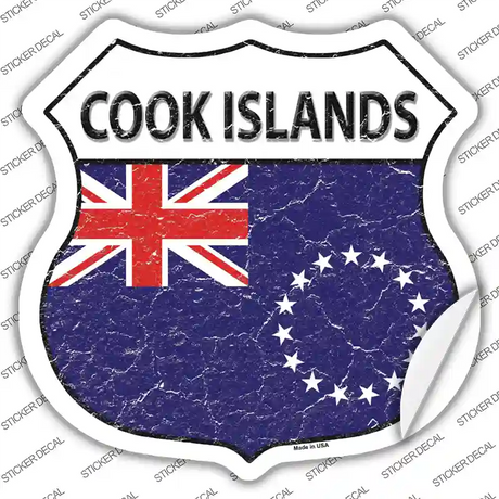 Cook Islands Flag Novelty Highway Shield Sticker Decal