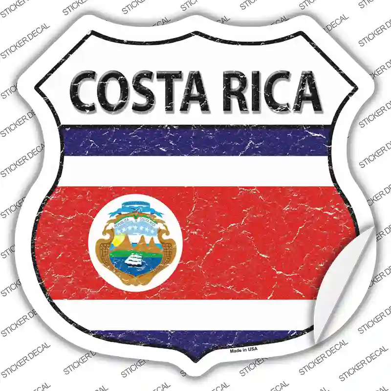 Costa Rica Flag Novelty Highway Shield Sticker Decal