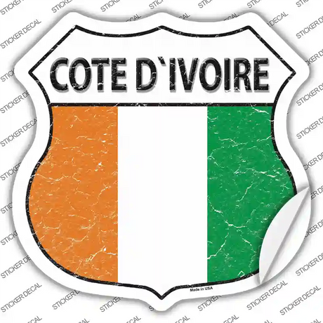 Cote Divoire Flag Novelty Highway Shield Sticker Decal
