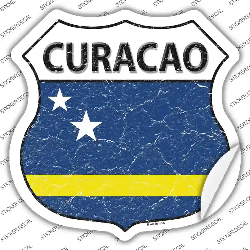 Curacao Flag Novelty Highway Shield Sticker Decal