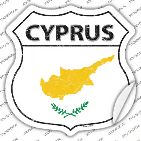 Cyprus Flag Novelty Highway Shield Sticker Decal