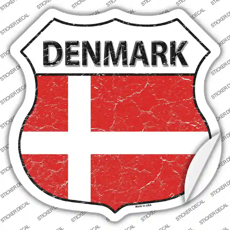 Denmark Flag Novelty Highway Shield Sticker Decal