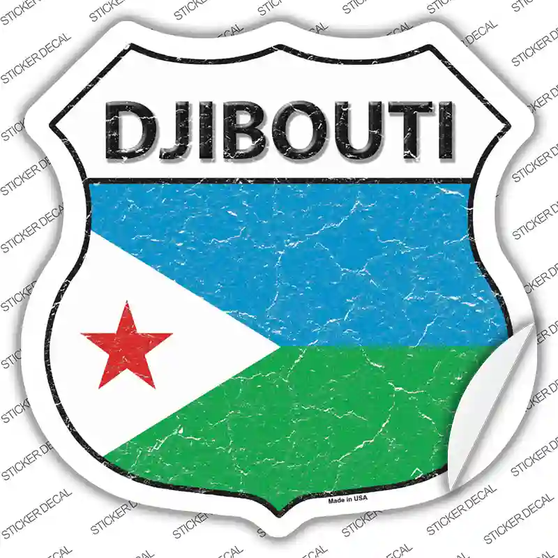 Djibouti Flag Novelty Highway Shield Sticker Decal