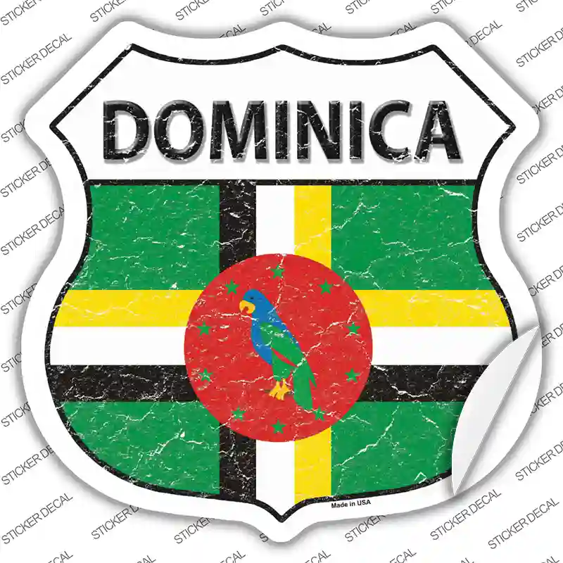 Dominica Flag Novelty Highway Shield Sticker Decal