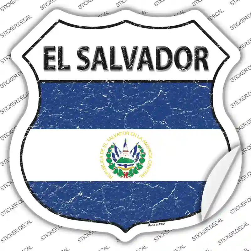 El Salvador Flag Novelty Highway Shield Sticker Decal