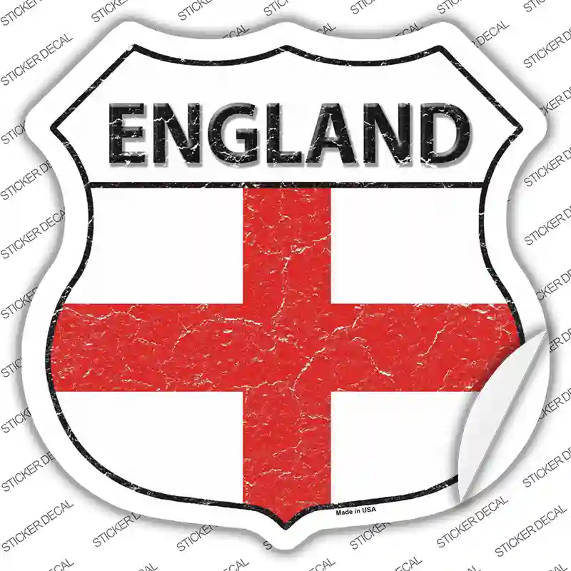 England Flag Novelty Highway Shield Sticker Decal