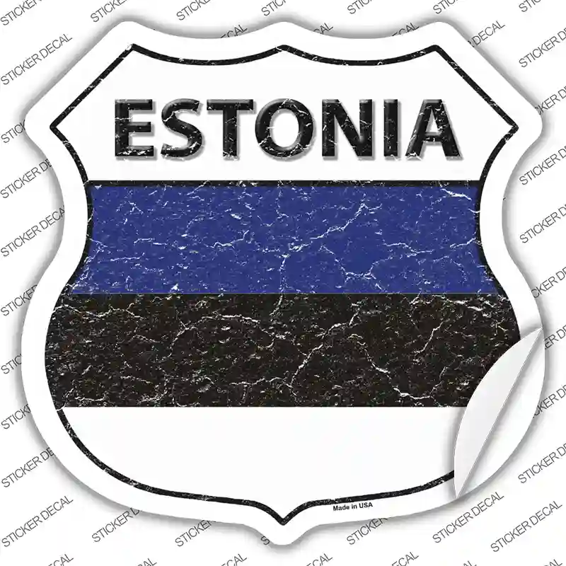 Estonia Flag Novelty Highway Shield Sticker Decal