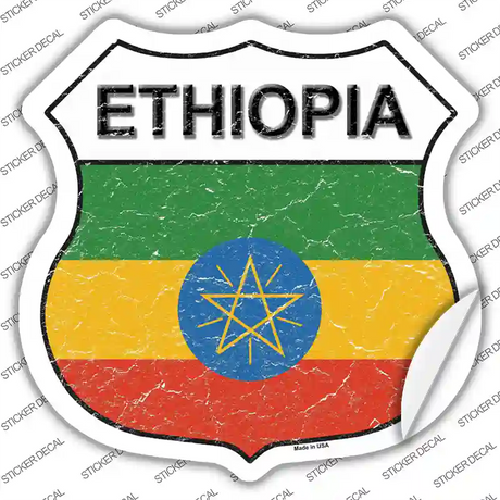 Ethiopia Flag Novelty Highway Shield Sticker Decal