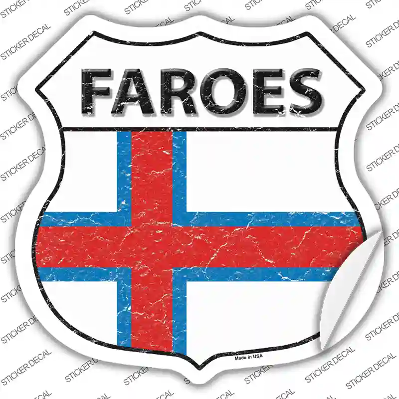 Faroes Flag Novelty Highway Shield Sticker Decal