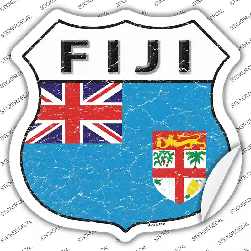Fiji Flag Novelty Highway Shield Sticker Decal