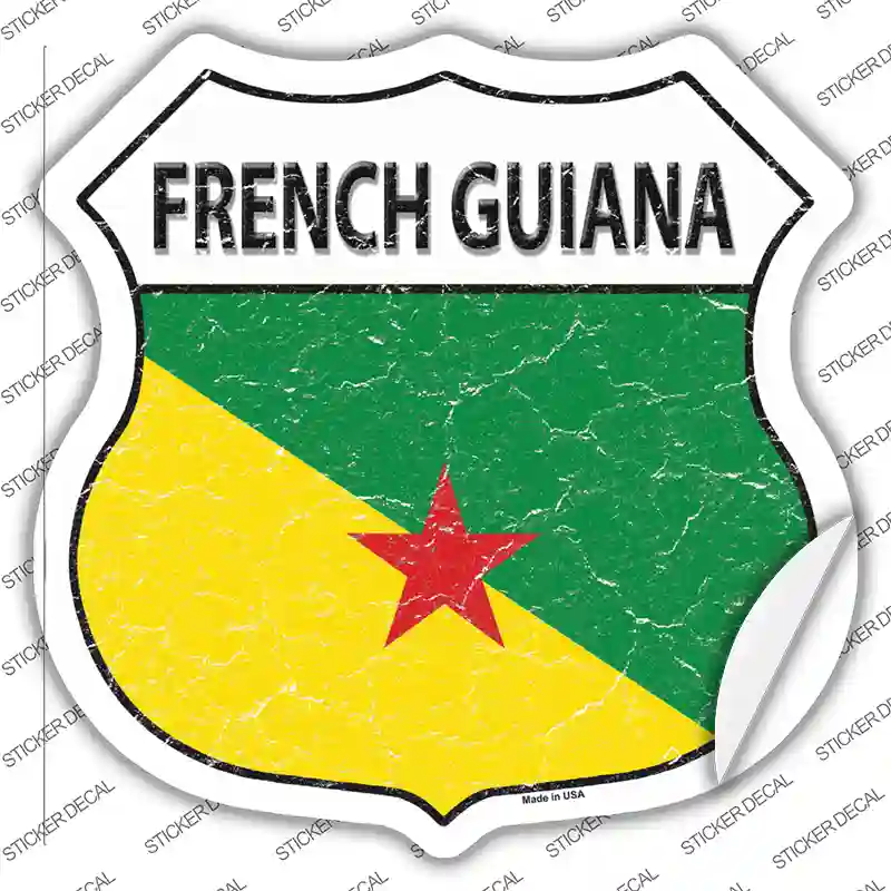 French Guiana Flag Novelty Highway Shield Sticker Decal