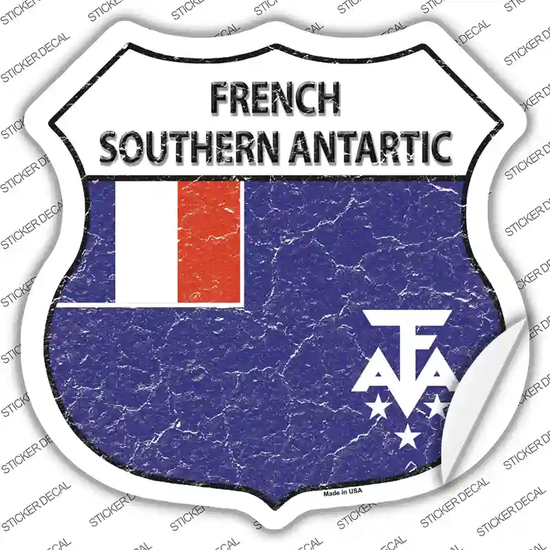 French Southern Antarctic Flag Novelty Highway Shield Sticker Decal