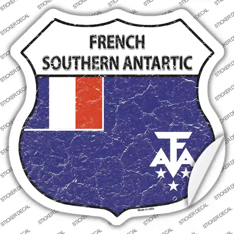 French Southern Antarctic Flag Novelty Highway Shield Sticker Decal