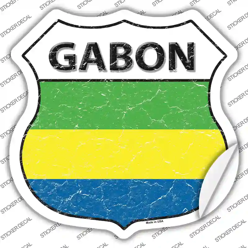 Gabon Flag Novelty Highway Shield Sticker Decal
