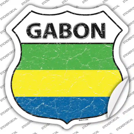 Gabon Flag Novelty Highway Shield Sticker Decal