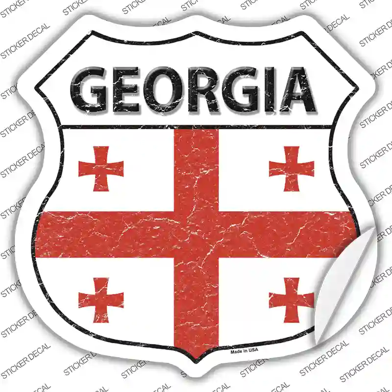 Georgia Flag Novelty Highway Shield Sticker Decal