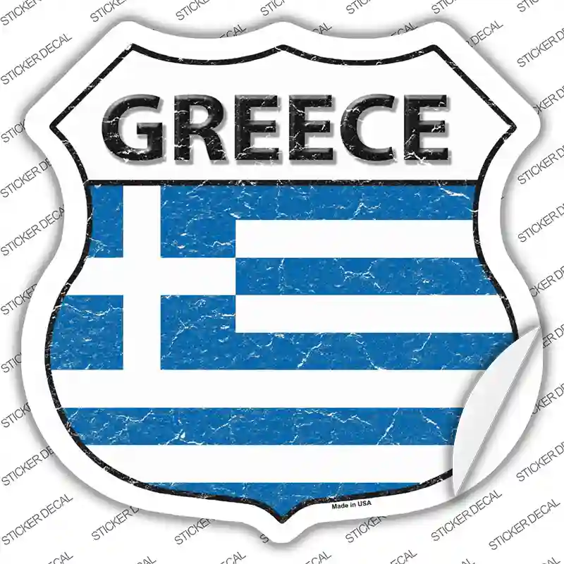 Greece Flag Novelty Highway Shield Sticker Decal
