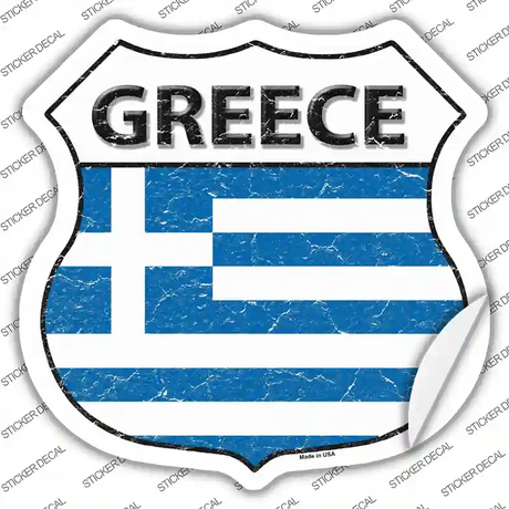 Greece Flag Novelty Highway Shield Sticker Decal
