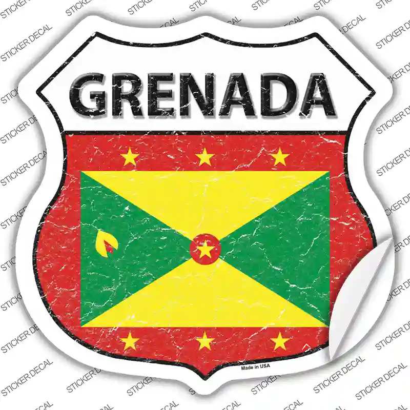 Grenada Flag Novelty Highway Shield Sticker Decal