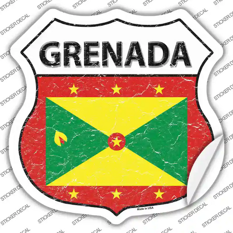 Grenada Flag Novelty Highway Shield Sticker Decal