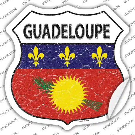 Guadeloupe Flag Novelty Highway Shield Sticker Decal