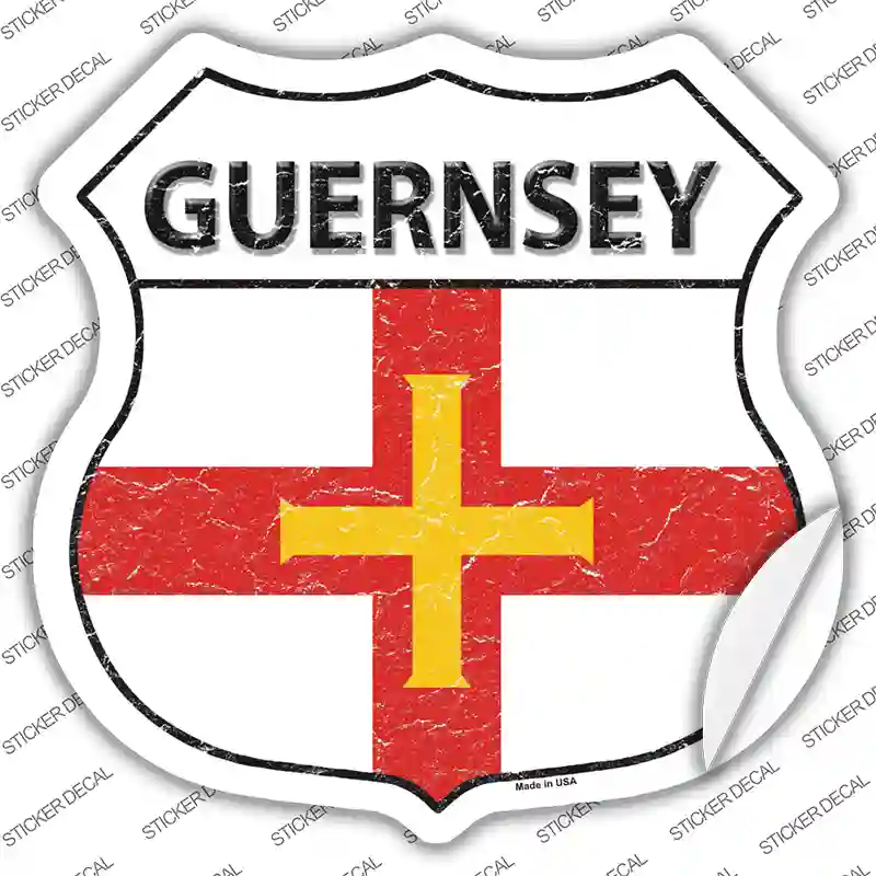 Guernsey Flag Novelty Highway Shield Sticker Decal