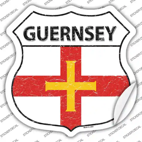 Guernsey Flag Novelty Highway Shield Sticker Decal