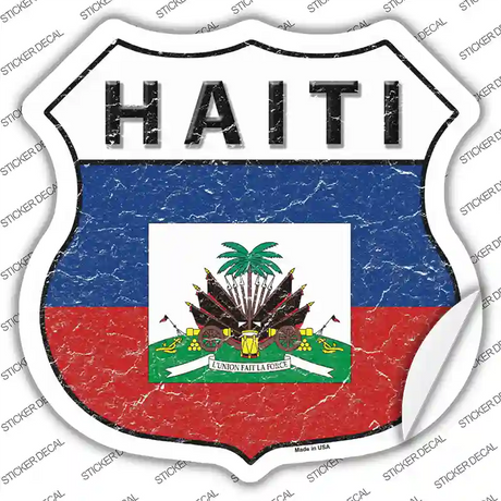 Haiti Flag Novelty Highway Shield Sticker Decal