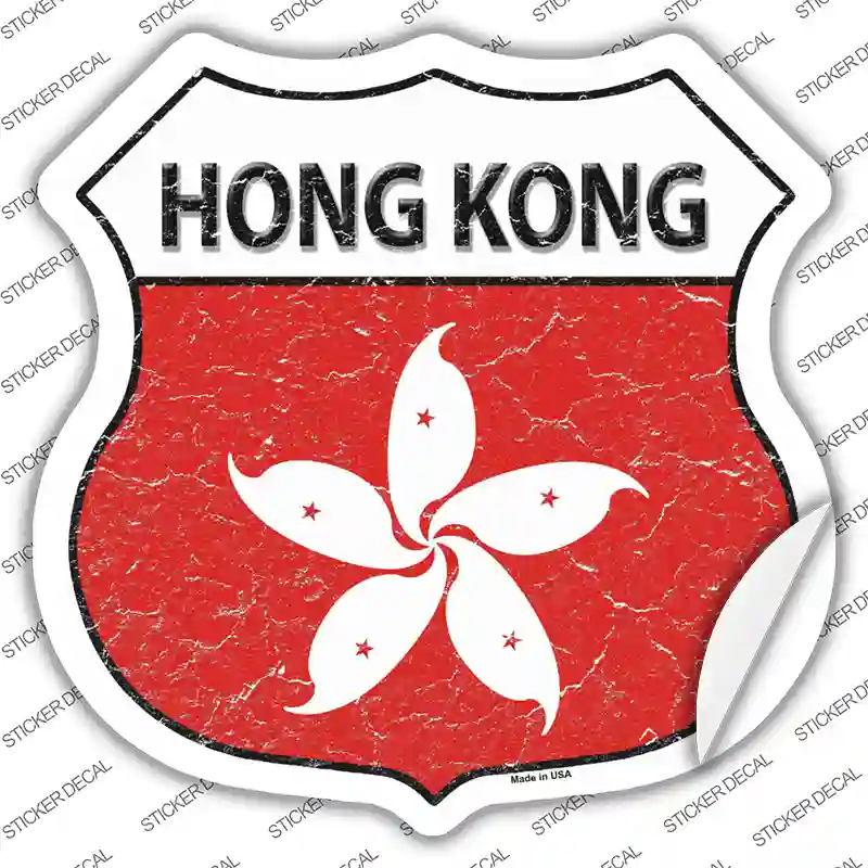 Hong Kong Flag Novelty Highway Shield Sticker Decal