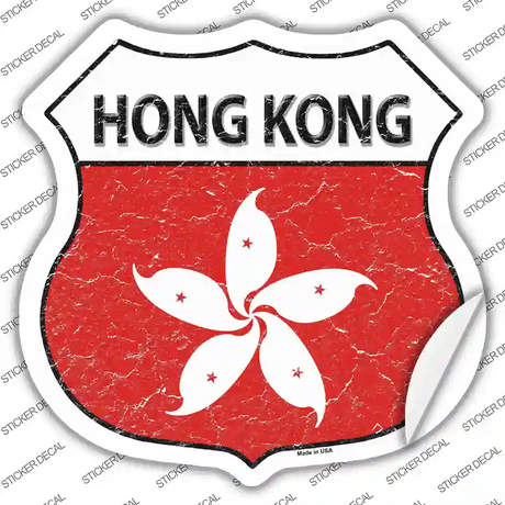 Hong Kong Flag Novelty Highway Shield Sticker Decal