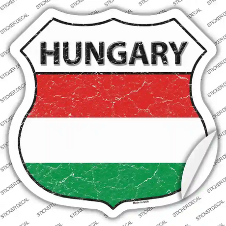 Hungary Flag Novelty Highway Shield Sticker Decal