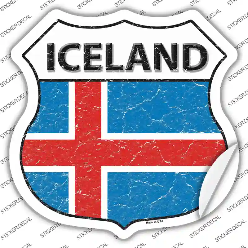 Iceland Flag Novelty Highway Shield Sticker Decal