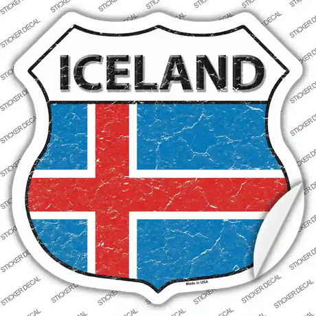 Iceland Flag Novelty Highway Shield Sticker Decal