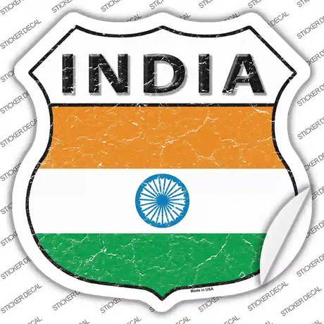 India Flag Novelty Highway Shield Sticker Decal