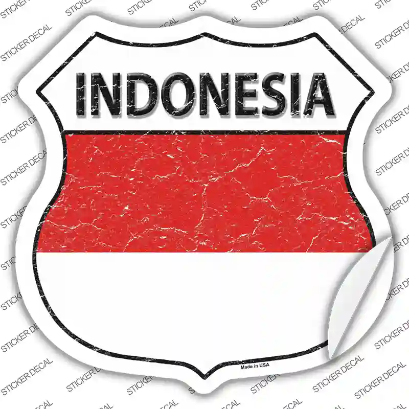 Indonesia Flag Novelty Highway Shield Sticker Decal
