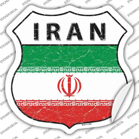 Iran Flag Novelty Highway Shield Sticker Decal