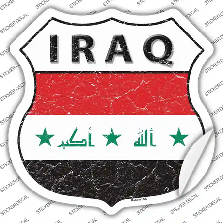 Iraq Flag Novelty Highway Shield Sticker Decal