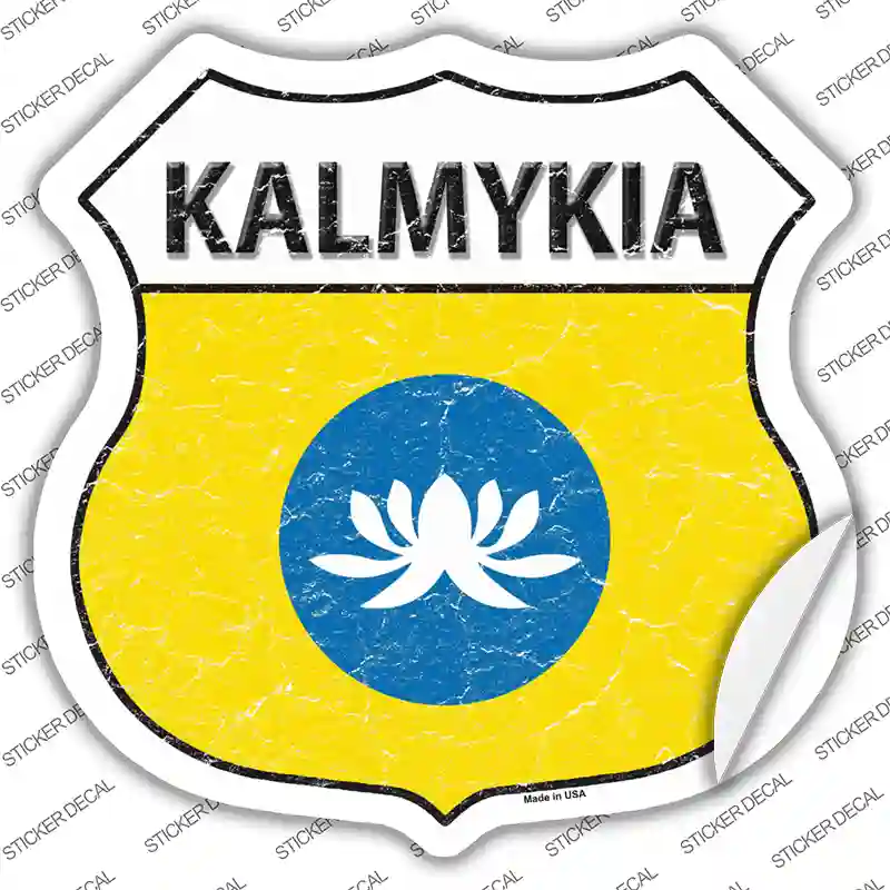 Kalmykia Flag Novelty Highway Shield Sticker Decal