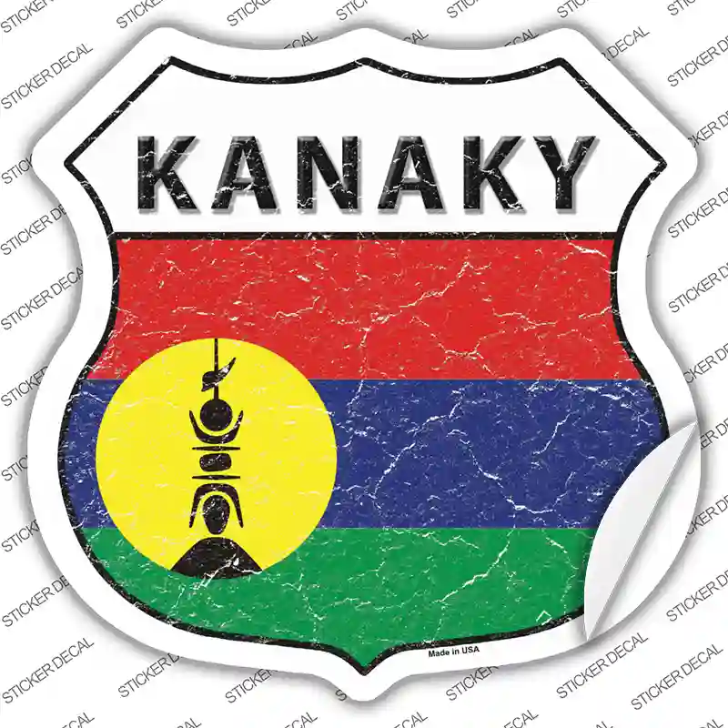Kanaky Flag Novelty Highway Shield Sticker Decal
