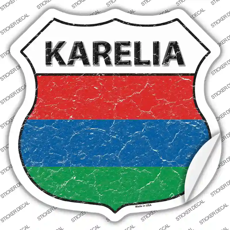 Karelia Flag Novelty Highway Shield Sticker Decal