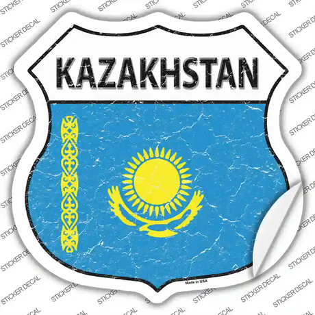 Kazakhstan Flag Novelty Highway Shield Sticker Decal