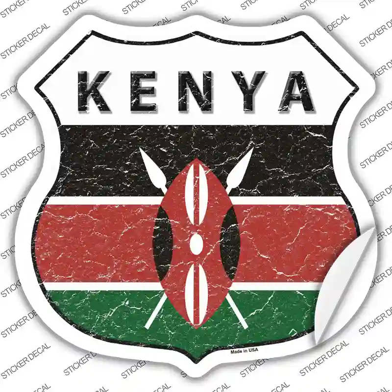 Kenya Flag Novelty Highway Shield Sticker Decal