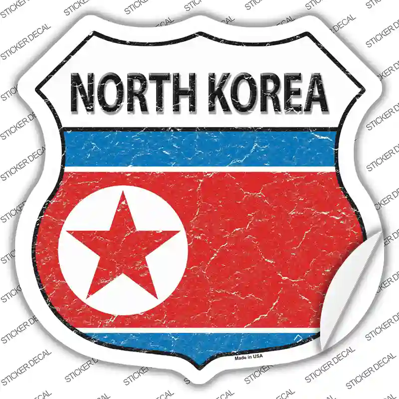 North Korea Flag Novelty Highway Shield Sticker Decal