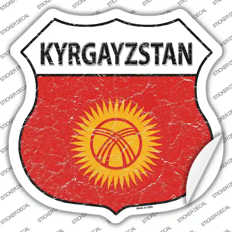 Kyrgyzstan Flag Novelty Highway Shield Sticker Decal