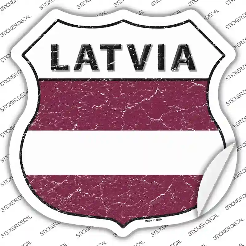 Latvia Flag Novelty Highway Shield Sticker Decal
